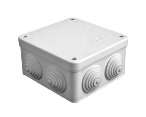 Коробка распределительная ОП 105х105х56мм IP54 7 выходов 4 гермоввода крышка на винтах сер. Epplast 110042