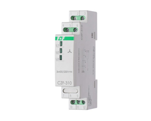 Реле контроля фаз CZF-310 (1 модуль; монтаж на DIN-рейке; 3х400/230+N 8А 1NO/NC IP20) F&F EA04.001.005