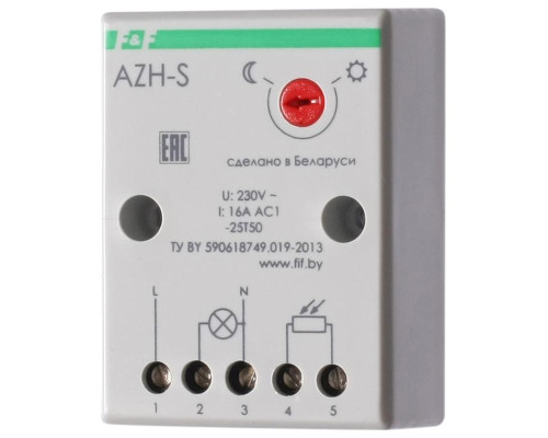 Фотореле AZH-S (выносной фотодатчик IP-65 монтаж на плоскость 230В 16А 1НО IP20) F&F EA01.001.007