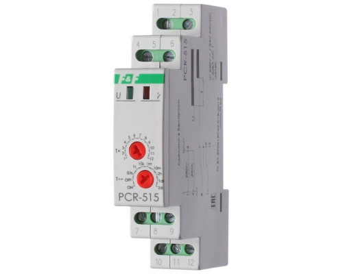 Реле времени PCR-515 2х8А 230В 2перекл. IP20 задержка включ. монтаж на DIN-рейке F&F EA02.001.006