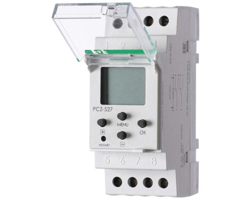 Реле времени астрономическое PCZ-527 2х16А 24-264В AC/DC 2 переключ. контакта IP20 2 канала монтаж на DIN-рейке F&F EA02.002.006