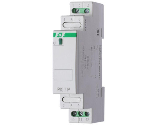 Реле промежуточное PK-1P/Un (монтаж на DIN-рейке 35мм 24В AC/DC 16А 1P IP20) F&F EA06.001.003
