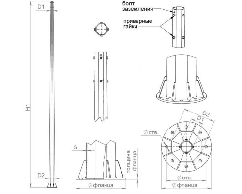Комплект крепежа для ОСф/ОГСф-0;4 (болт М20х160 кл. пр. 8.8 - 8шт; гайка М20 - 32 шт; шайба М20 - 32шт; гровер С20 - 8шт) Пересвет В00005081