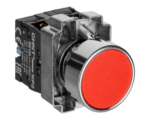 Кнопка управления NP2-BA45 без подсветки красн. 1НЗ +1НО IP40 CHINT 573764