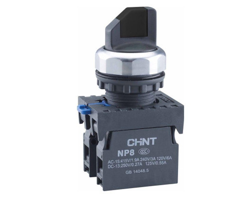 Переключатель без подсветки NP8-11X/212 2 полож. с фиксацией черн. 1НО+1НЗ IP65 (R) CHINT 578129