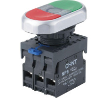 Кнопка двойная NP8-11SD 1НО+1НЗ зел. AC 110В-220В(LED) IP65 (R) CHINT 667173