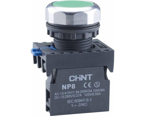 Кнопка управления NP8-10BND 1НО зел. AC/DC 24В(LED) IP65 (R) CHINT 667240