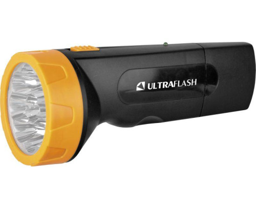 Фонарь аккумуляторный LED3829 9LED аккум. SLA 220В пластик. черн./желт. (кор.) Ultraflash 11240