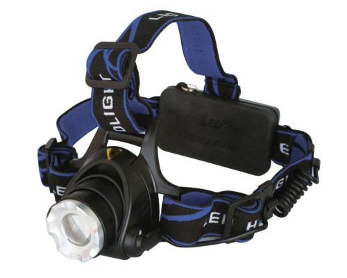 Фонарь аккумуляторный налобный E150 CREE 3Вт фокус 3 режима 220В пластик. черн. (бокс) Ultraflash 12188