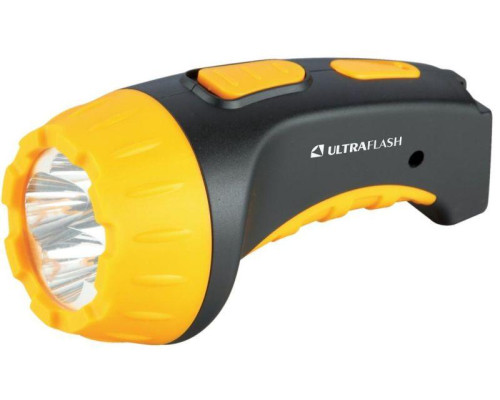 Фонарь аккумуляторный LED3804 4LED аккум. SLA 220В пластик. черн./желт. (кор.) Ultraflash 9215