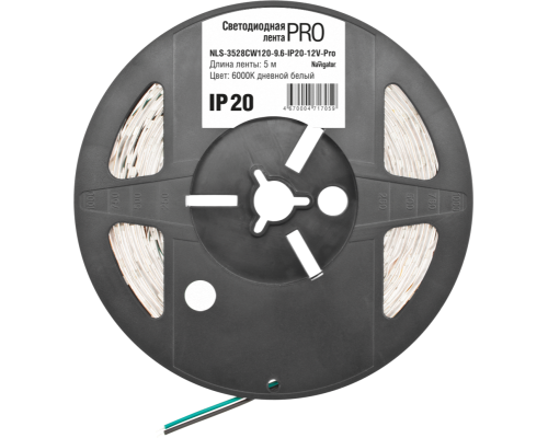 Лента светодиодная 71 705 NLS-3528CW120-9.6-IP20-12V-Pro R5 9.6Вт/м (уп.5м) Navigator 71705