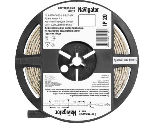 Лента светодиодная 71 762 NLS-3528CW60-4.8-IP20-12V R5 4.8Вт/м (уп.5м) Navigator 71762
