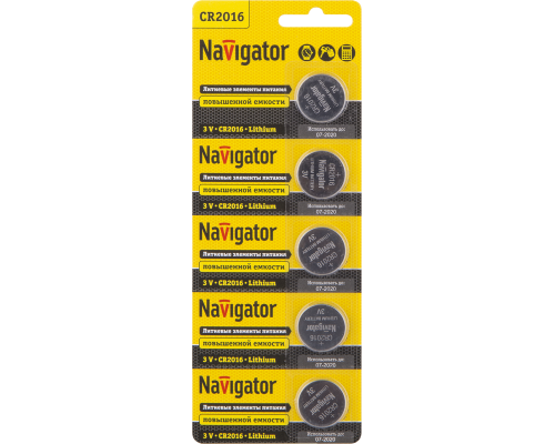 Элемент питания литиевый CR2016 94 763 NBT-CR2016-BP5 (блист.5шт) Navigator 94763