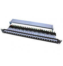 Патч-панель 19дюйм PP3-19-24-8P8C-C5E-SH-110D 1U 24 порта RJ45 полн. экран. кат.5e Dual IDC ROHS черн. Hyperline 246037