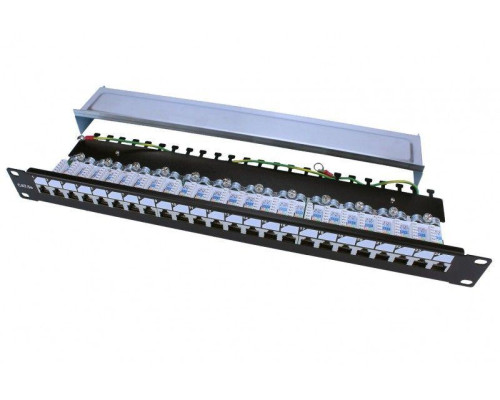 Патч-панель 19дюйм PP3-19-24-8P8C-C5E-SH-110D 1U 24 порта RJ45 полн. экран. кат.5e Dual IDC ROHS черн. Hyperline 246037