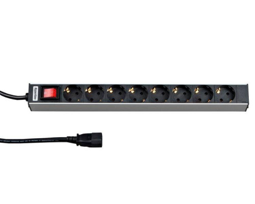 Блок розеток 10А SHT19-8SH-S-2.5IEC 19дюйм с выкл. кабель 2.5м Hyperline 26417