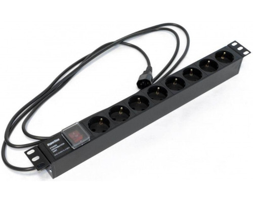 Блок розеток 8-м 10А SHE19-8SH-S-2.5IEC горизонт. шнур 2.5м Hyperline 397035