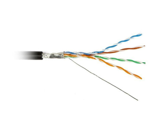 Кабель витая пара F/UTP кат.5E 4х2х24AWG solid PE Outdoor FUTP4-C5E-S24-OUT-PE-BK-500 черн. (м) Hyperline 49110