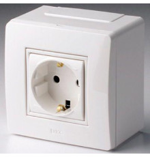 Коробка 1-м ОП PDD-N60 16А IP00 с заземл. с силовой роз. BRAVA 2мод. бел. DKC 10482