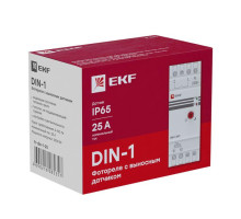 Фотореле с выносным датчиком DIN-1 (ФР) 2-100Лк 25А (3000Вт) EKF fr-din-1-25