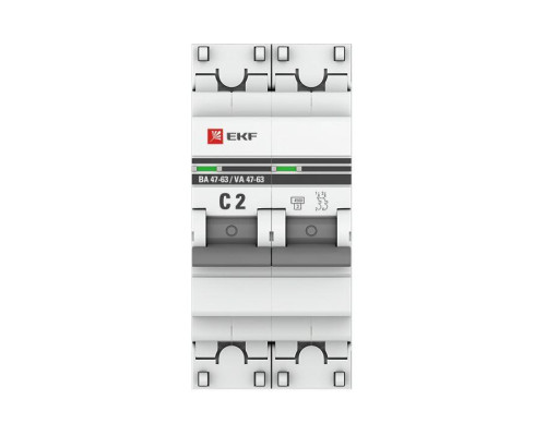 Выключатель автоматический модульный 2п C 2А 4.5кА ВА 47-63 PROxima EKF mcb4763-2-02C-pro