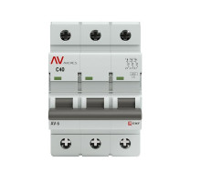 Выключатель автоматический модульный 3п C 40А 6кА AV-6 AVERES EKF mcb6-3-40C-av