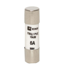 Вставка плавкая цилиндрическая ПВЦ 10х38 6А EKF pvc-10x38-6