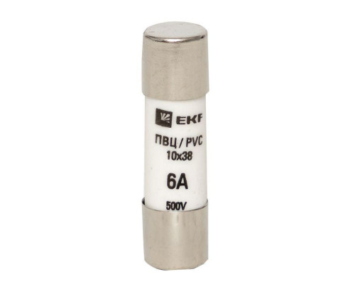 Вставка плавкая цилиндрическая ПВЦ 10х38 6А EKF pvc-10x38-6