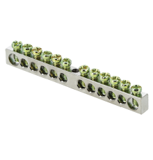 Шина PEN "ноль-земля" 6х9 12 отверст. цинк крепеж по центру PROxima EKF sn1-63-12