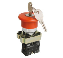 Кнопка "Грибок" LAY5-BS142 d22мм 1р 240В с ключом красн. IEK BBG50-LAY5-K04