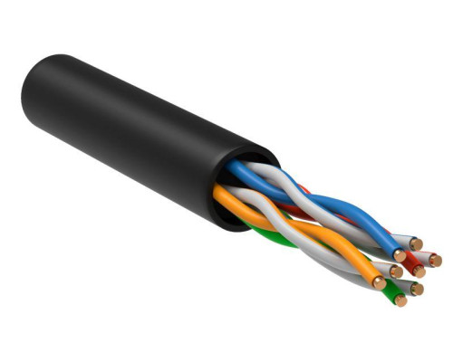 Кабель витая пара U/UTP кат.5E 4х2х24AWG solid CU LDPE Outdoor черн. (м) GENERICA BC3-C5E04-139-305-G