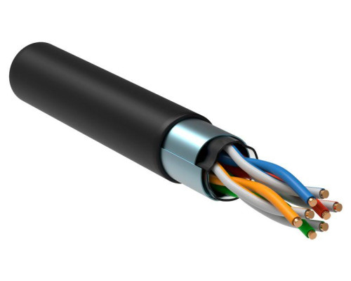 Кабель витая пара F/UTP кат.5E 4х2х24AWG solid CU LDPE Outdoor черн. (м) GENERICA BC3-C5E04-339-305-G