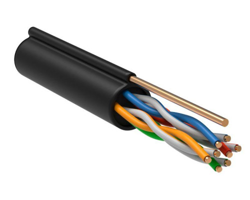 Кабель витая пара F/UTP кат.5E 4х2х24AWG solid CU LDPE Outdoor трос черн. (м) GENERICA BC3-C5E04-359-305-G