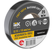 Изолента 0.15х19мм (рул.25м) черн. IEK EX-IZ10-C15-19-25-K02