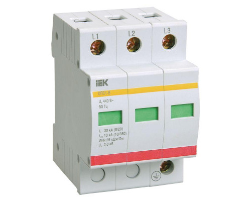 Ограничитель перенапряжения ОПС1-B 3P IEK MOP20-3-B