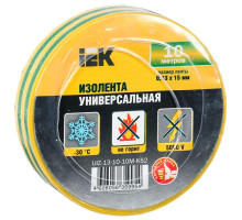 Изолента ПВХ 0.13х15мм (рул.10м) желт./зел. IEK UIZ-13-10-10M-K52