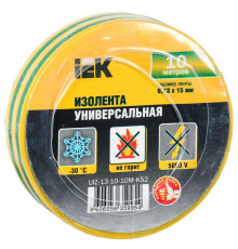 Изолента ПВХ 0.13х15мм (рул.10м) желт./зел. IEK UIZ-13-10-10M-K52