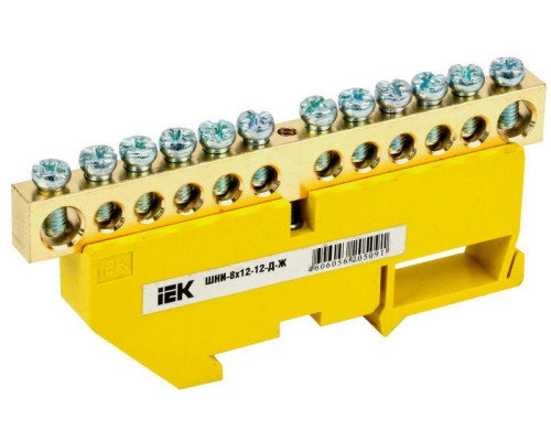 Шина PE "земля" на DIN-изол. ШНИ-8х12-12-Д-Ж IEK YNN10-812-12D-K05