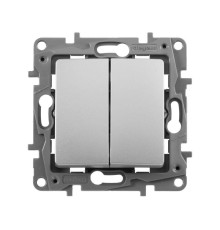 Выключатель 2-кл. СП Etika 10А IP20 250В 10AX авт. зажимы механизм алюм. Leg 672402