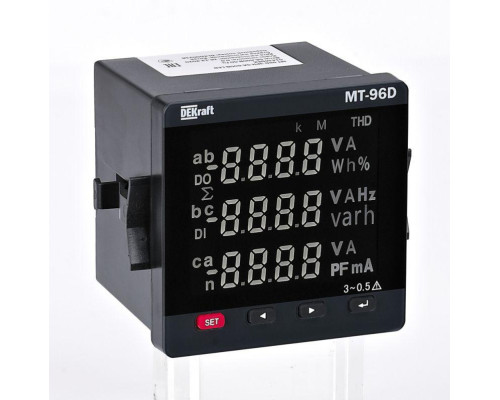 Мультиметр цифровой МТ-72D 3ф вх. 600В 5А RS-485 72х72мм LED-дисплей DEKraft 51404DEK